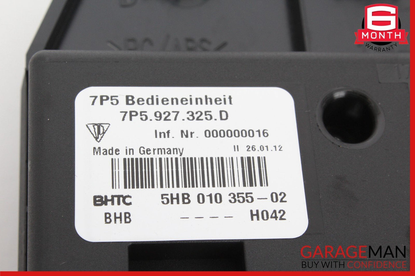 11-17 Porsche Cayenne S 958 Rear Seat Heat Lock Switch Control Panel 7P5927325D