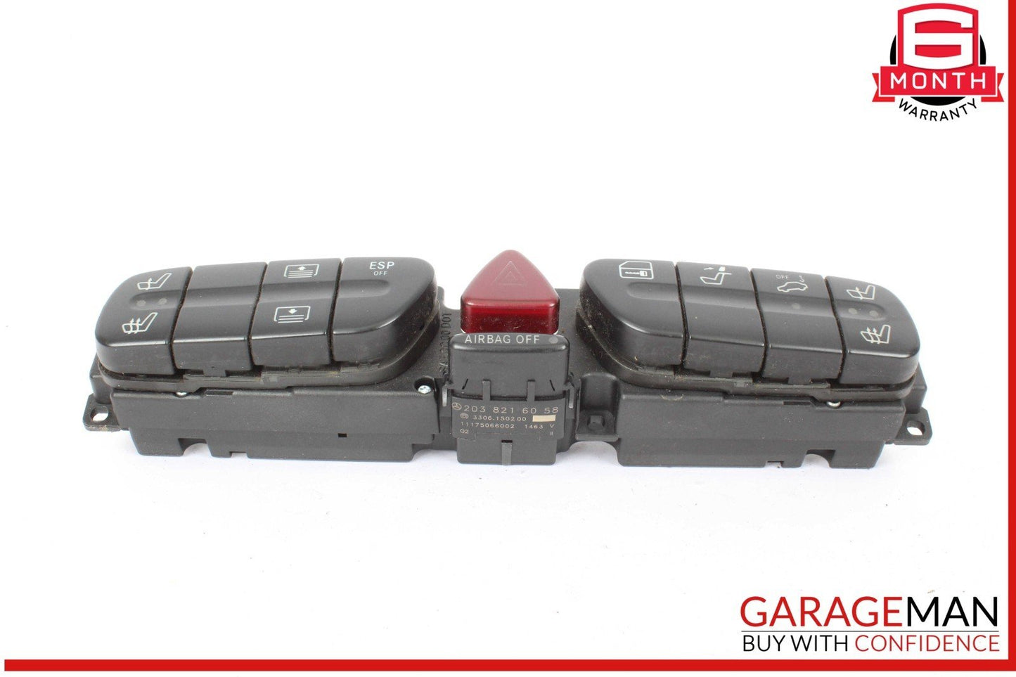 01-04 Mercedes W203 C32 AMG Dashboard Dash Hazard Light Control Switch Panel