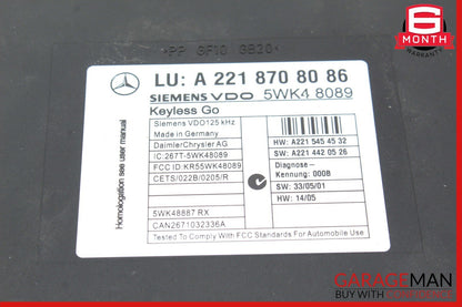 07-13 Mercedes W221 S550 CL550 Keyless Go Control Module Unit 2218708086 OEM