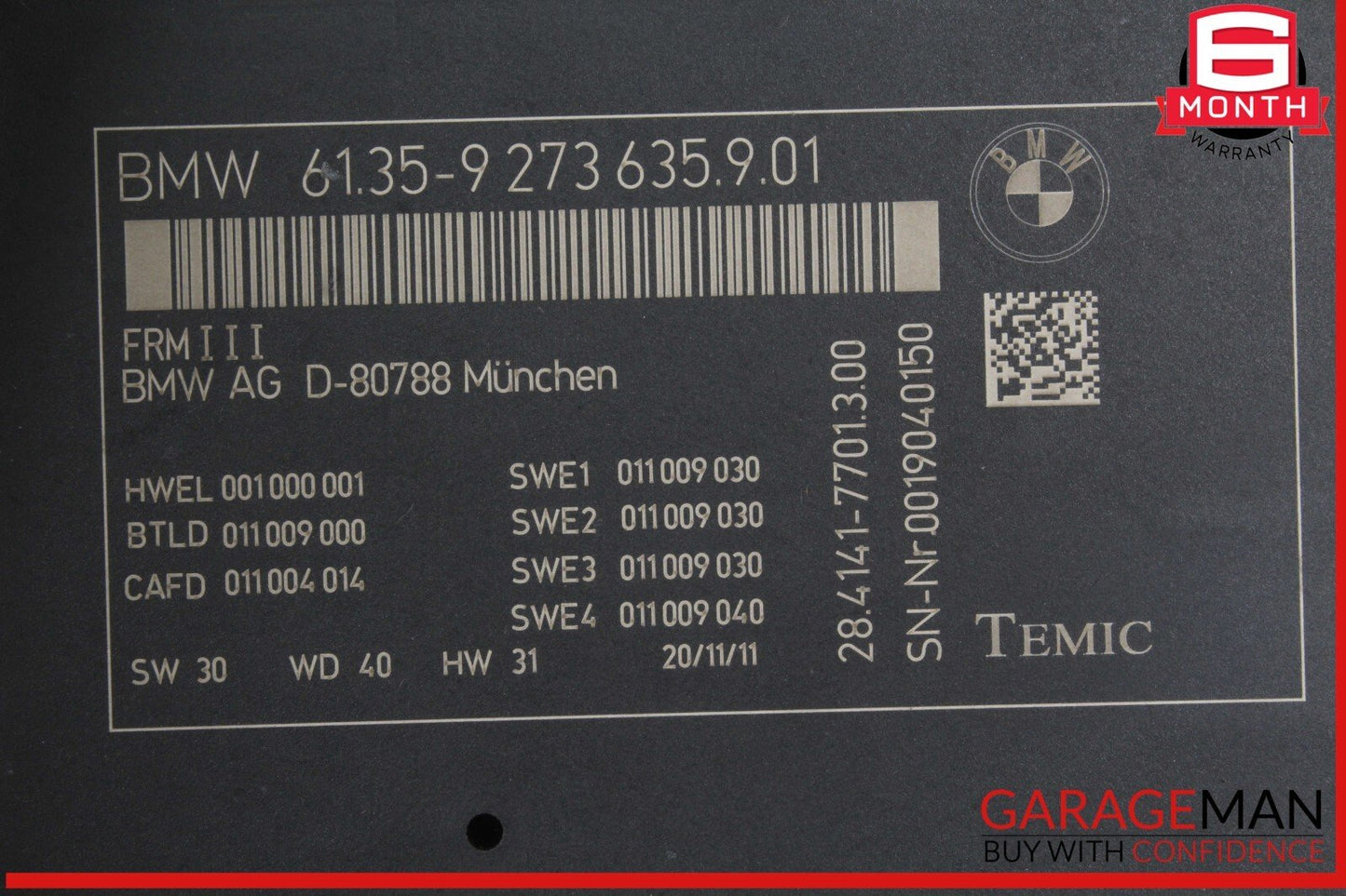 11-17 BMW X3 Headlight Head Light Control Module Unit 9273635 OEM