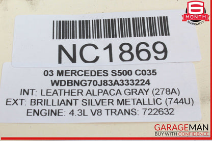 00-06 Mercedes W220 S500 Rear Right Passenger Side Window Regulator Motor OEM