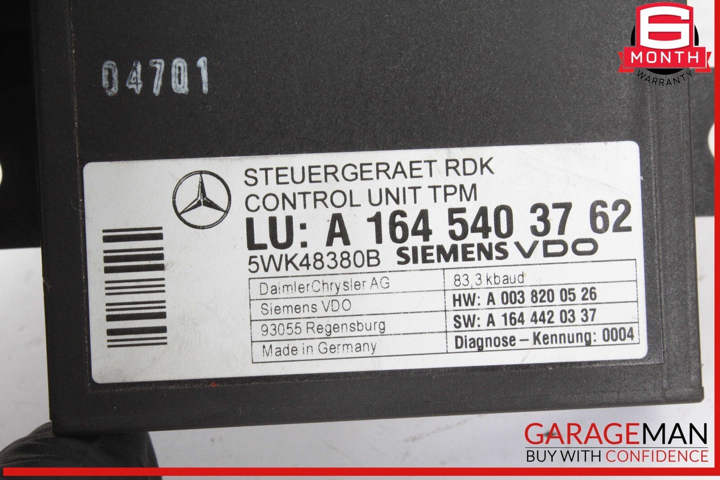 06-13 Mercedes X164 GL450 R350 TPMS Tire Pressure Control 1645403762 OEM