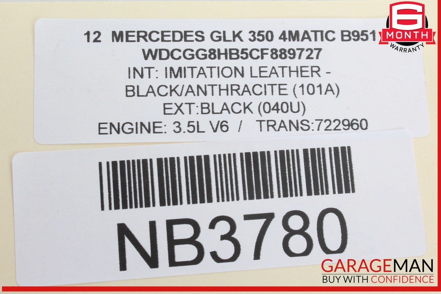 08-16 Mercedes X204 GLK350 4MATIC Rear Left Door Window Regulator Motor OEM