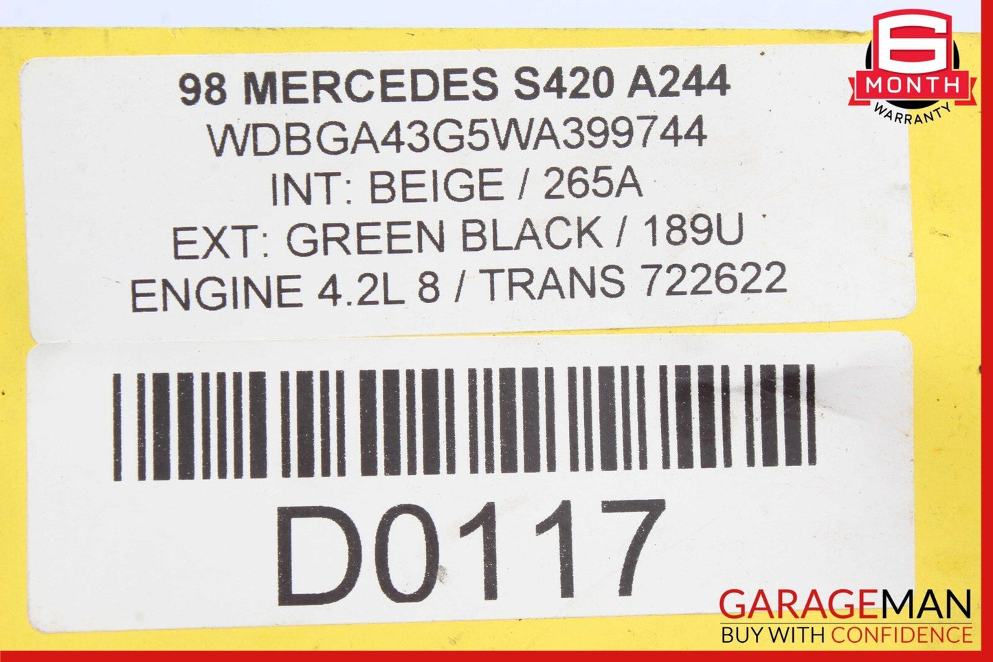 92-99 Mercedes W140 S420 S500 400SE ASR PML Control Unit Module 0185459132 OEM