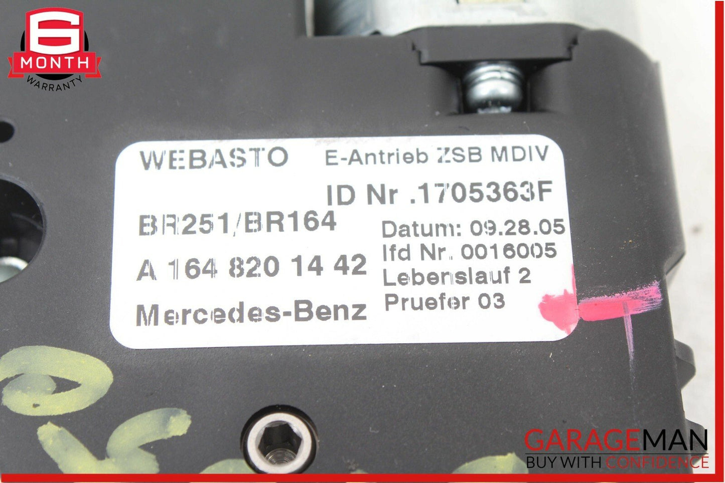 06-12 Mercedes W251 R350 ML350 Panoramic Sunroof Sun Roof Motor 1648201442 OEM