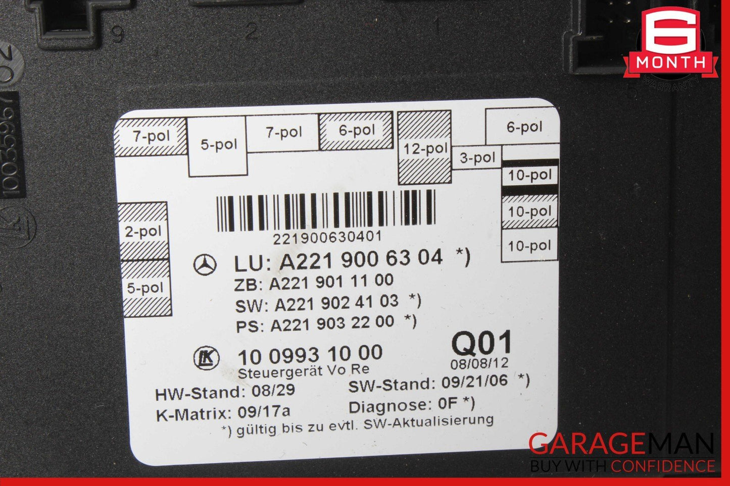 07-13 Mercedes W221 S550 S350 Front Right Side Door Control Module Unit