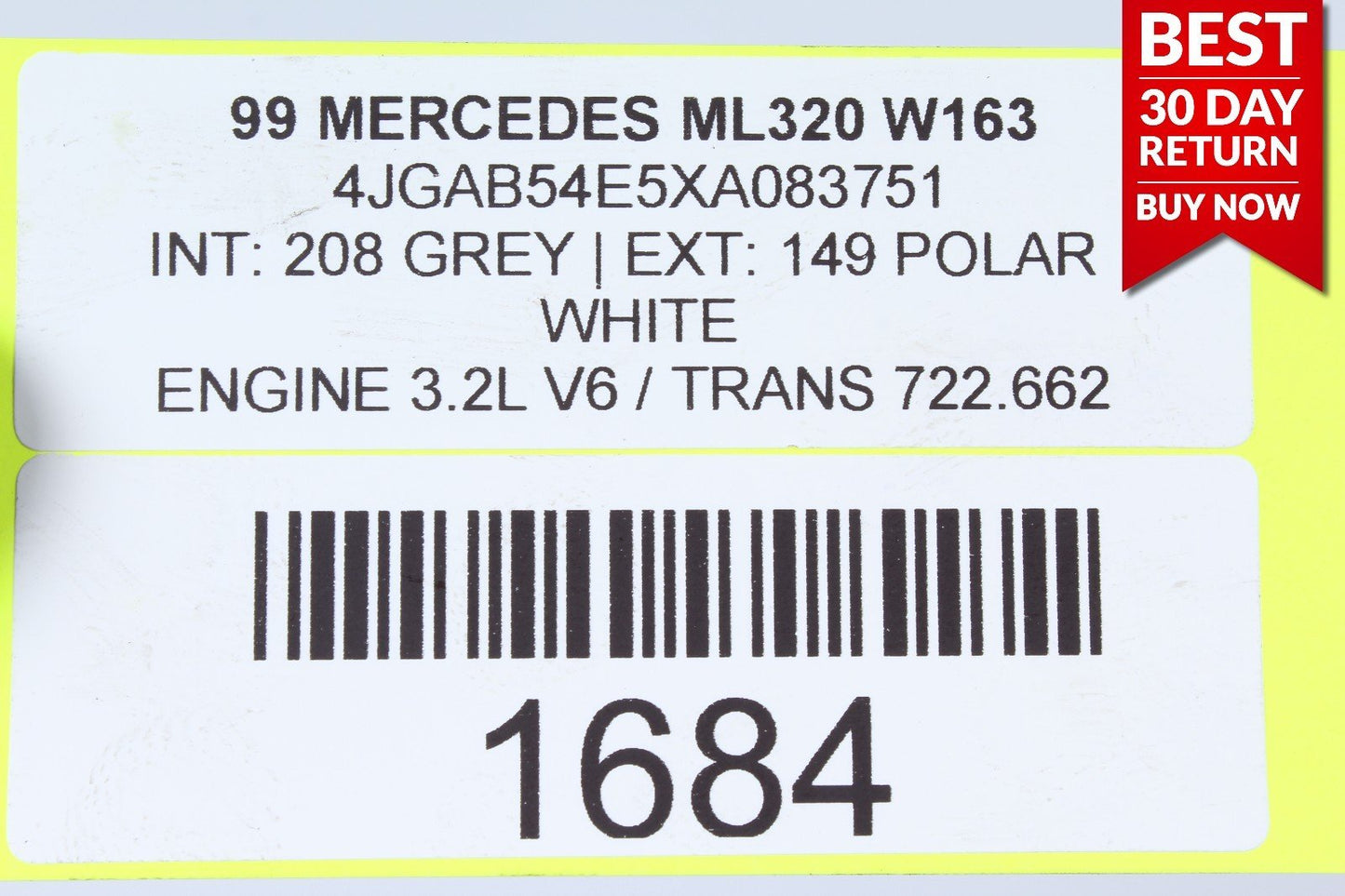 98-01 MERCEDES W163 ML320 ML430 ML55 AMG FRONT RIGHT DOOR WINDOW MOTOR OEM