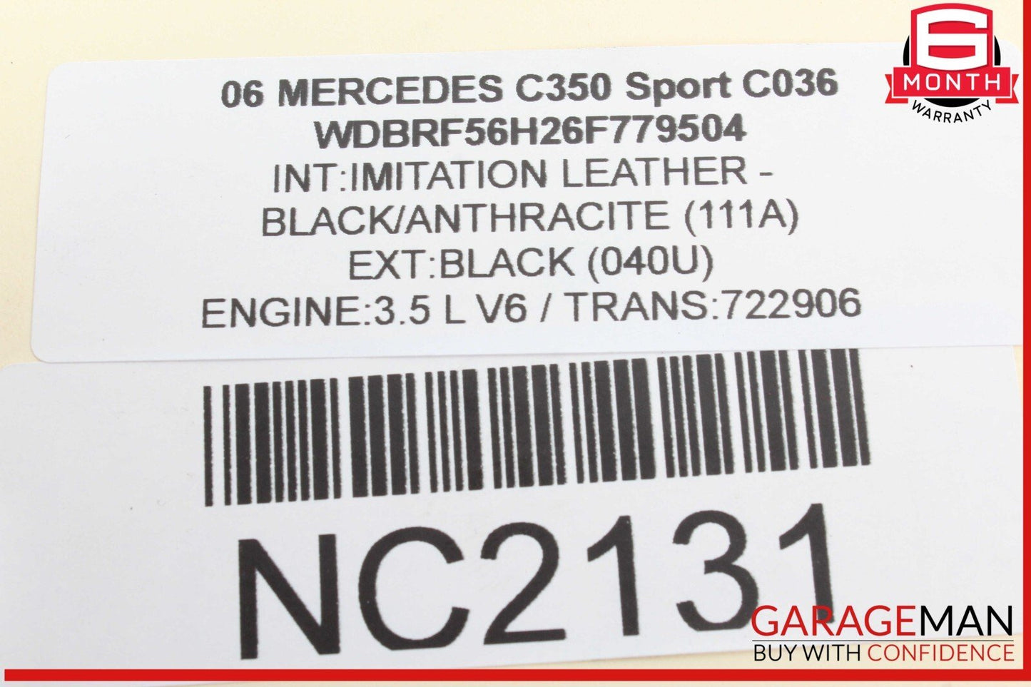 01-07 Mercedes W203 C350 Sport Rear Left Side Window Regulator Motor OEM