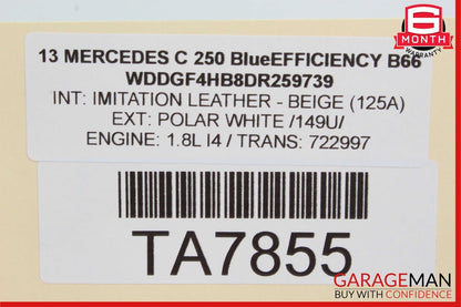 08-14 Mercedes W204 C250 Rear Right Passenger Side Door Window Regulator Motor