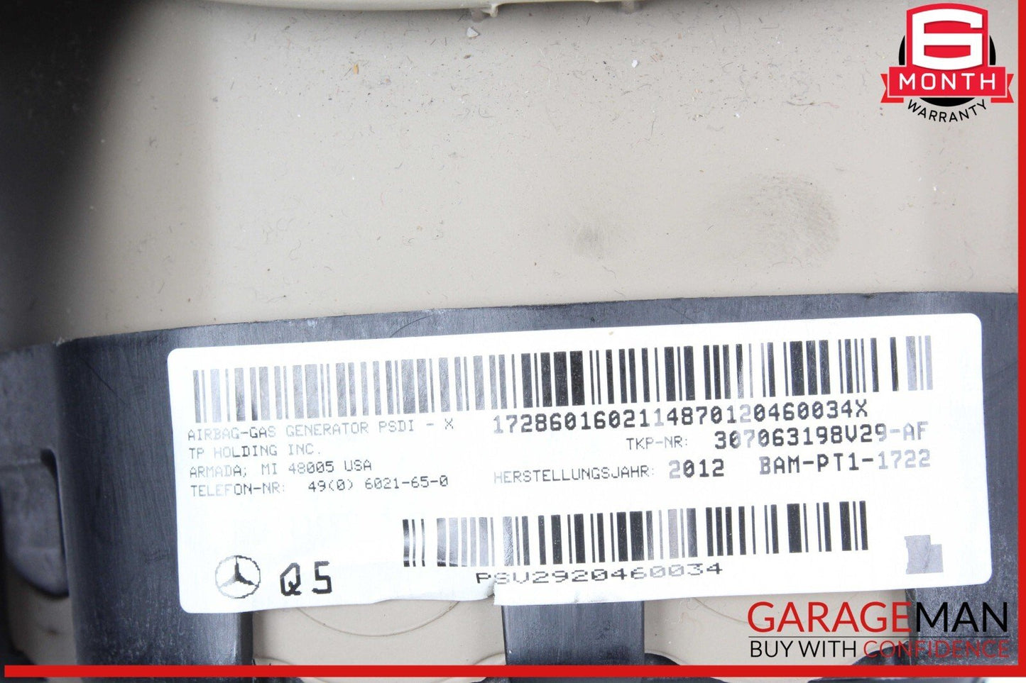 12-17 Mercedes W218 CLS550 Driver Steering Wheel Airbag Air Bag OEM