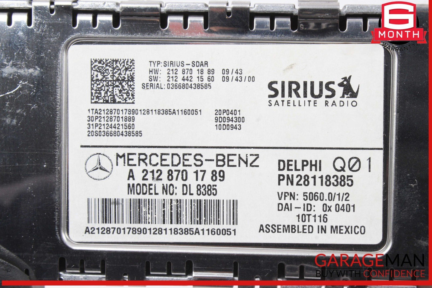 10-17 Mercedes W212 E350 CLS550 Sirius Satellite Radio Receiver Module Unit OEM