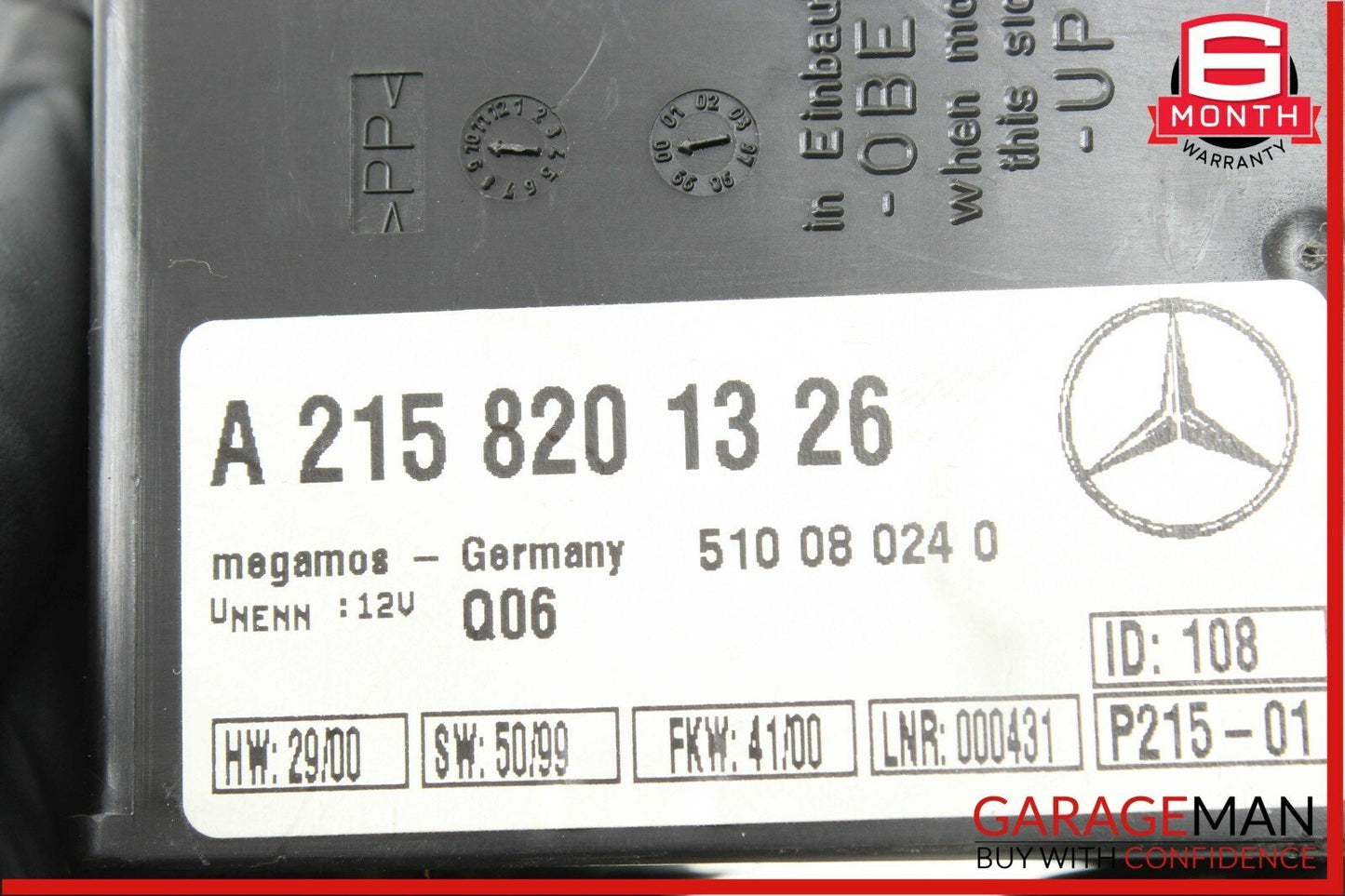 00-02 Mercedes W215 CL600 CL55 AMG Anti Theft Tow Alarm Control Module Unit Q06
