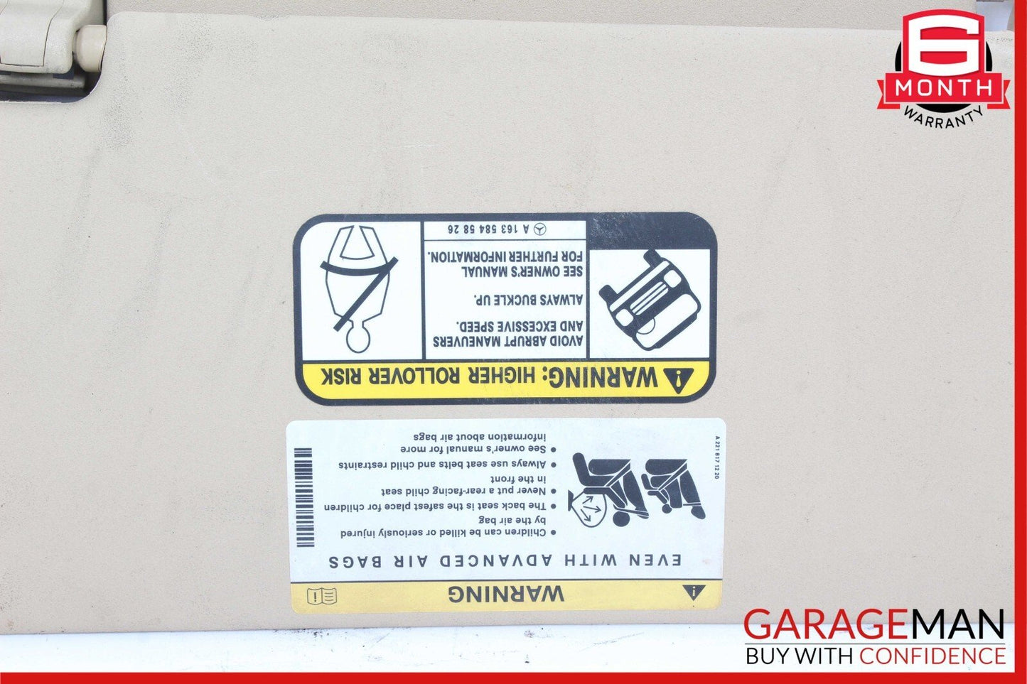 06-12 Mercedes X164 GL450 ML450 Front Left Side Sun Visor Sunvisor Shade Gray