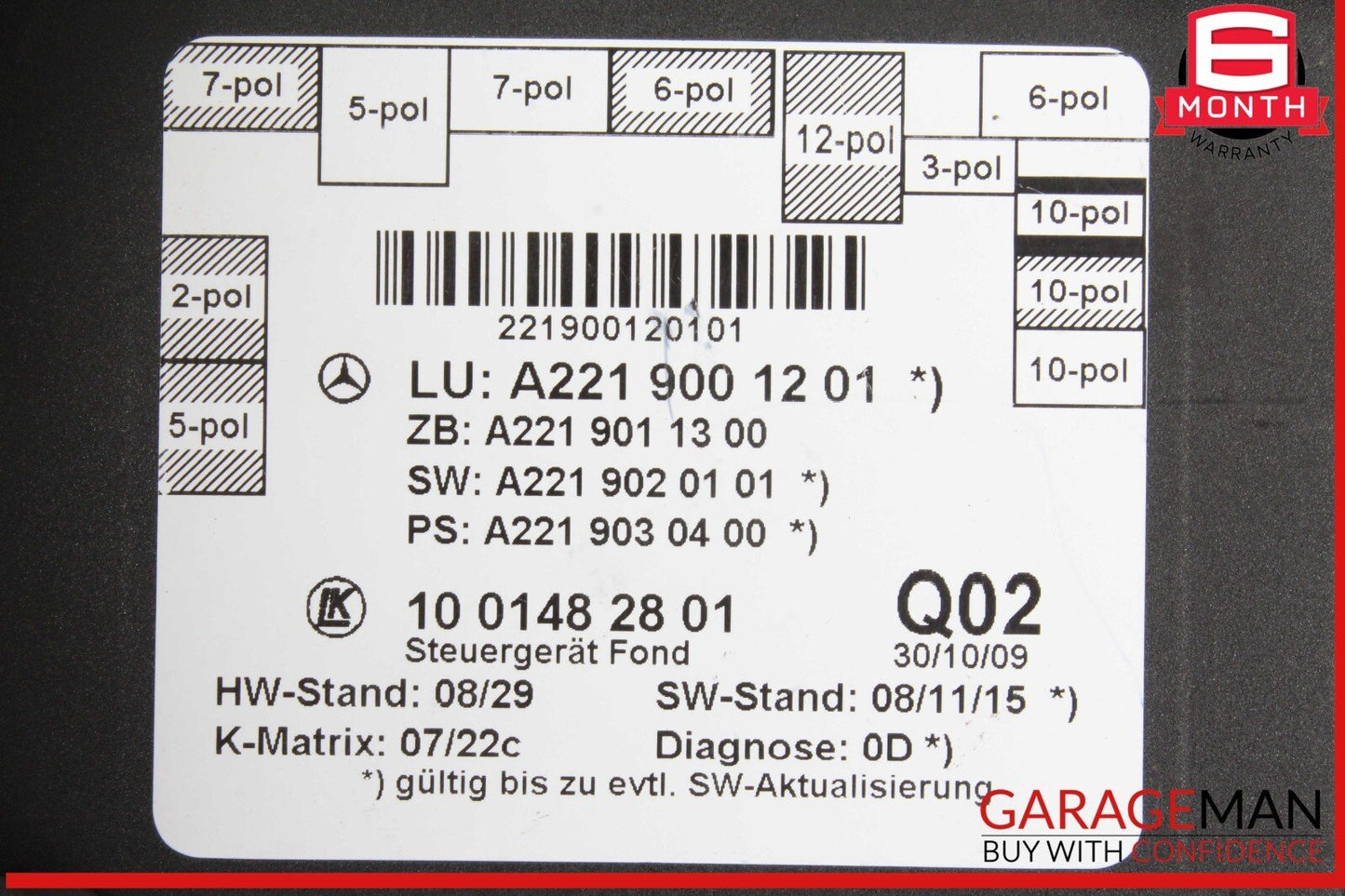 07-13 Mercedes W221 S550 4MATIC Rear Right / Left Side Door Control Module Unit