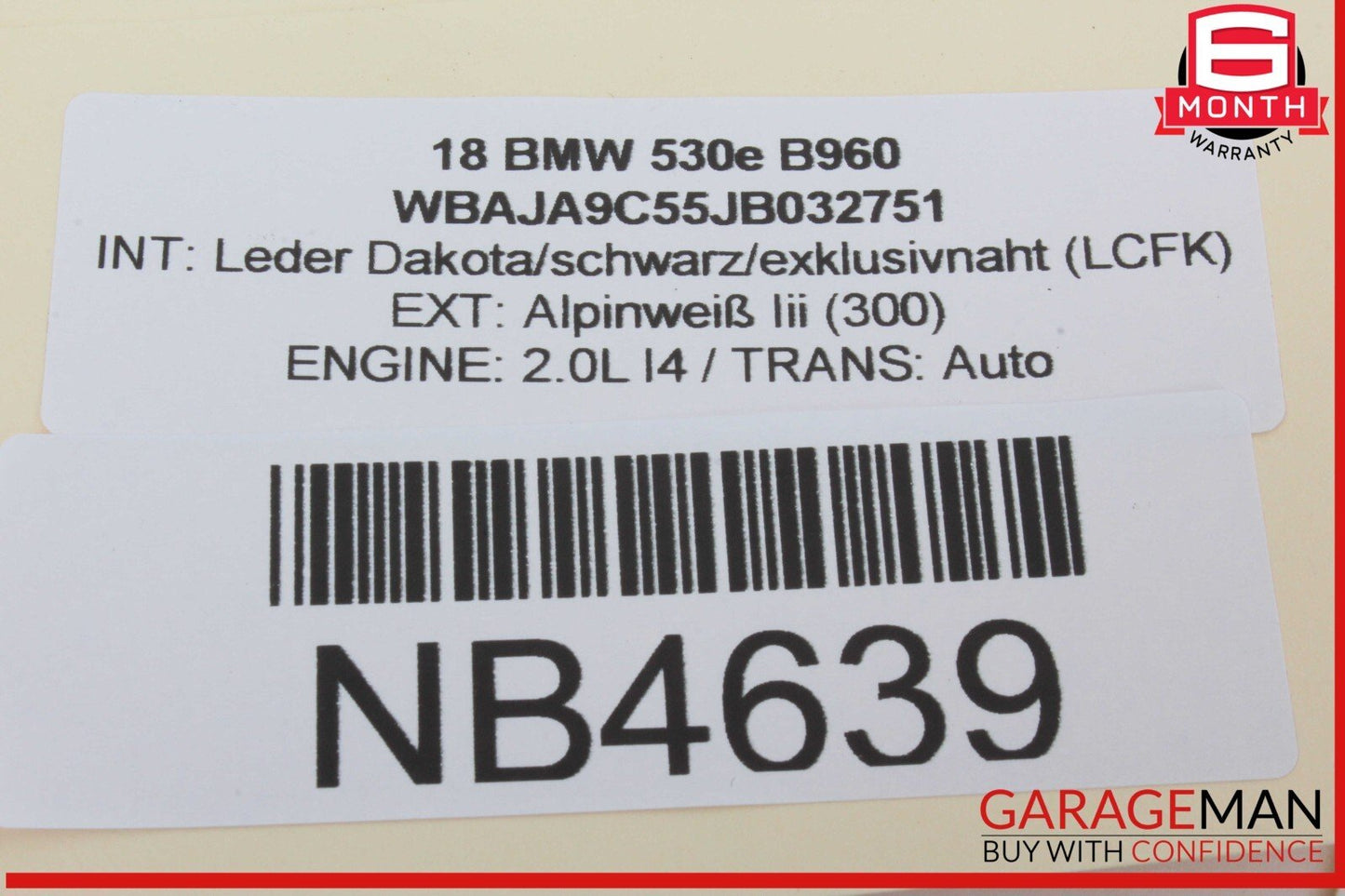 17-20 BMW 530E Rear Left Driver Side Window Regulator Motor 7455083 OEM