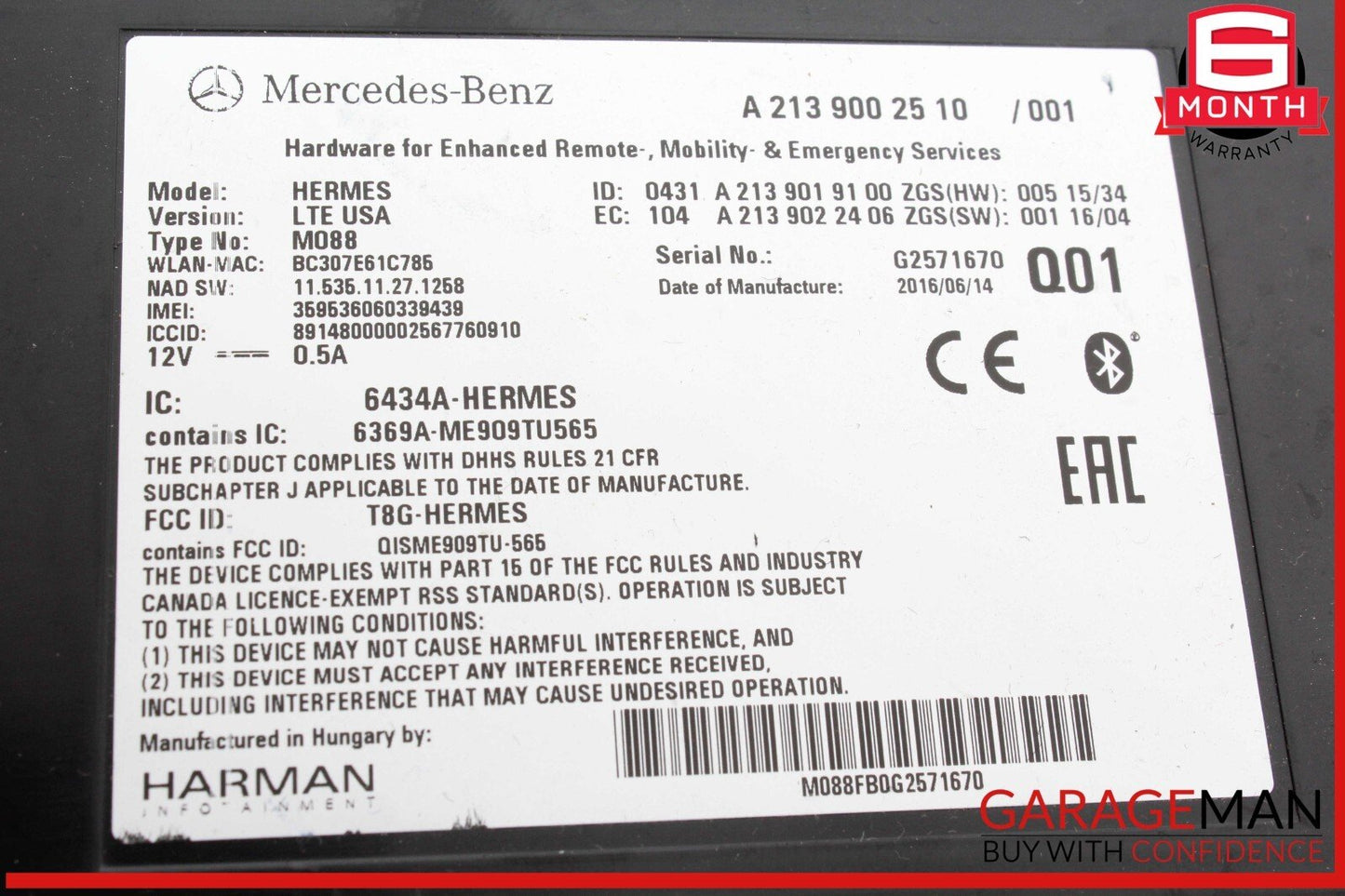 15-20 Mercedes X156 GLA250 Communication Computer Control Module Unit OEM