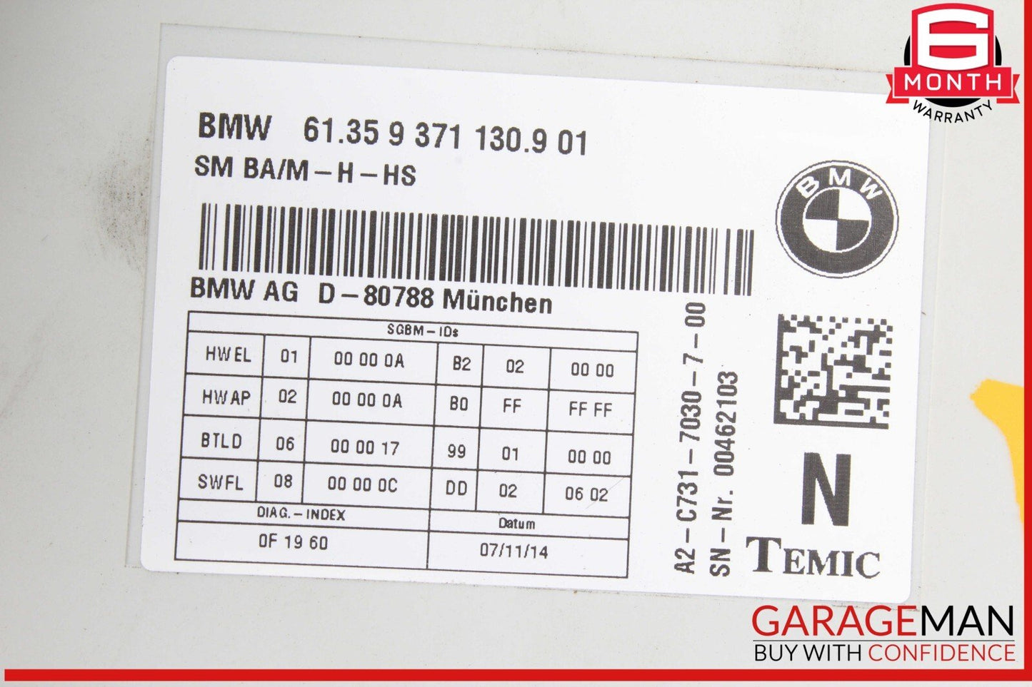 14-16 BMW 428i 435i Front Left Driver Side Seat Control Module Unit 9371130 OEM