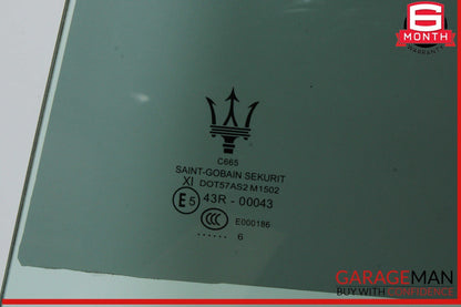14-22 Maserati Ghibli M157 Rear Left Driver Side Door Window Glass OEM
