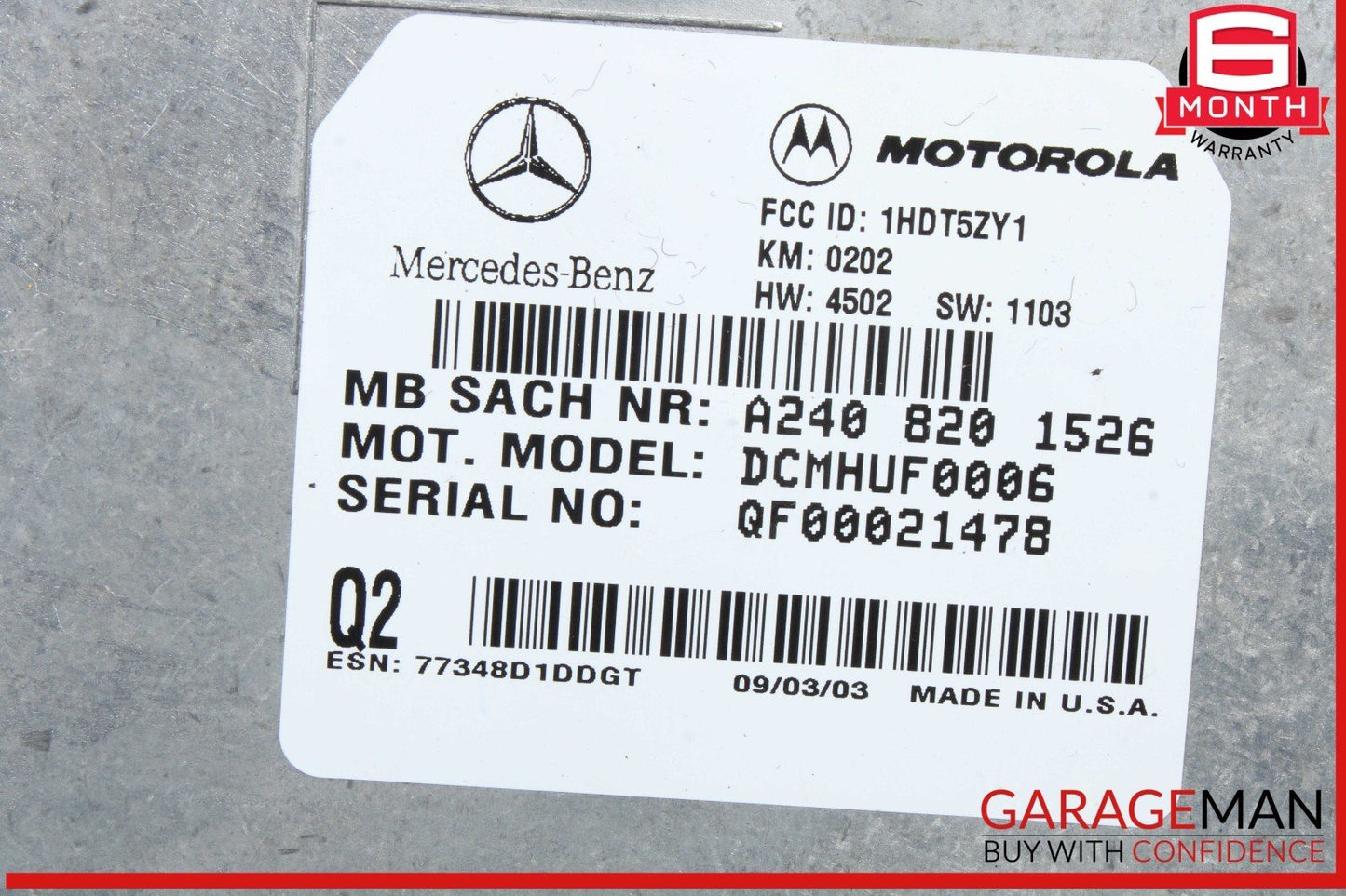 00-06 Mercedes W211 E320 Voice Command Control Module Unit 2408201526 OEM