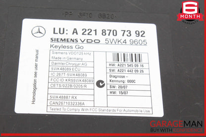 07-14 Mercedes W221 S550 CL63 AMG Keyless Go Control Module Unit 2218707392 OEM