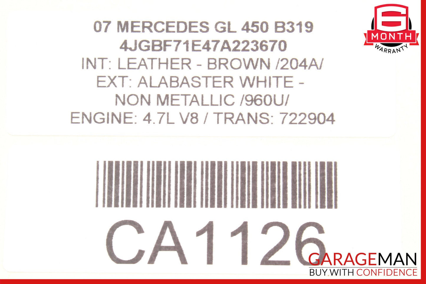 07-12 Mercedes X164 GL450 GL350 Third Seat Row Power Folding Control Module OEM