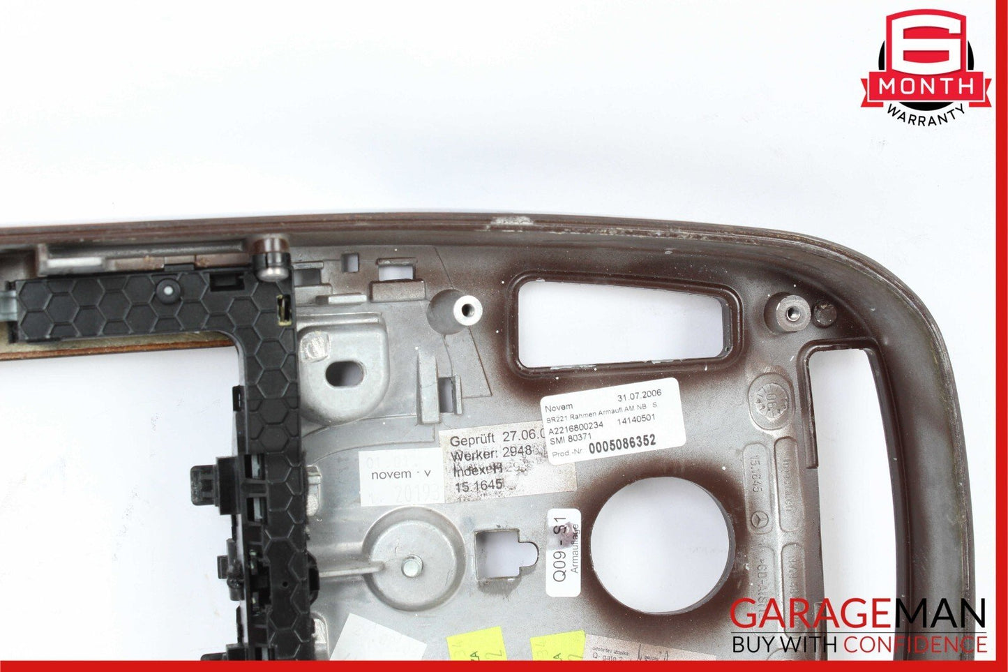 07-09 Mercedes W221 S450 S550 Center Console Armrest Trim Bezel Panel Wood OEM