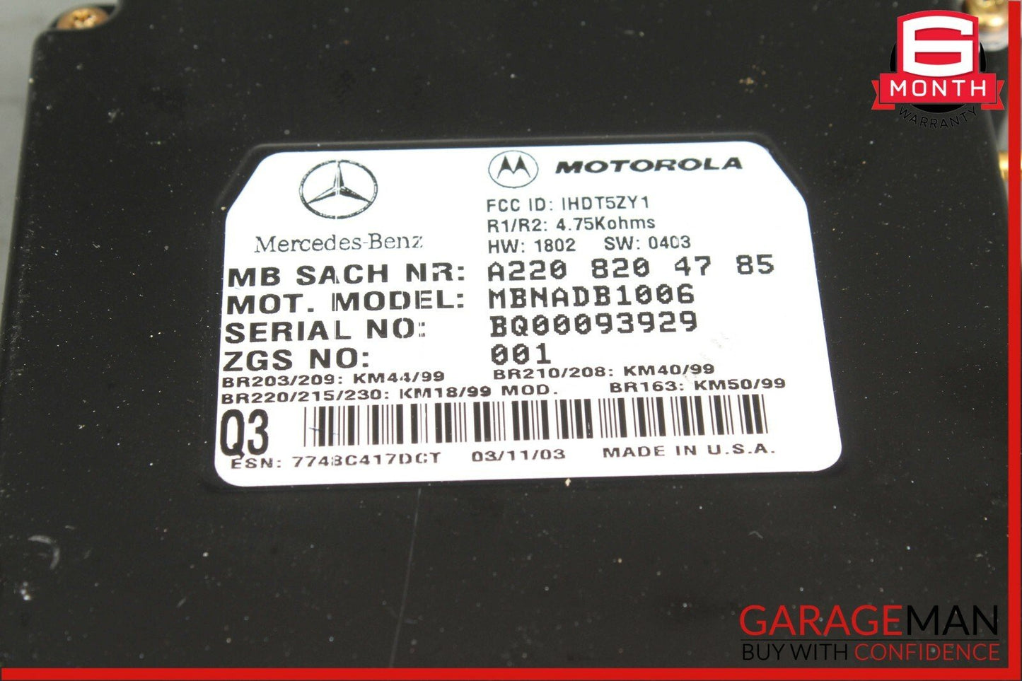 00-06 Mercedes W220 S430 CL500 Voice Command Control Module OEM