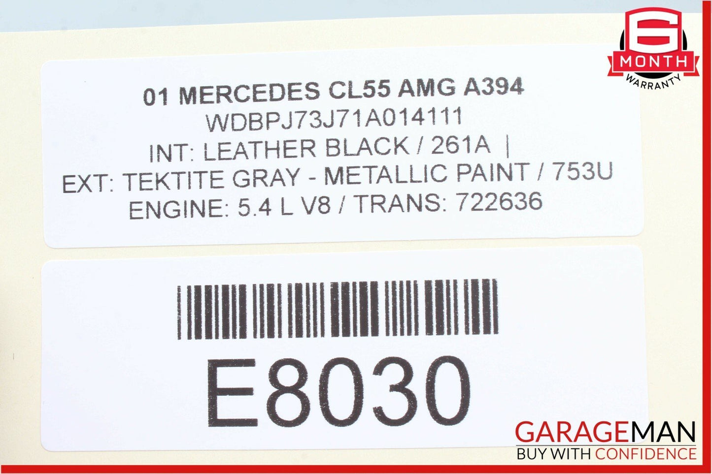 01-06 Mercedes W215 CL55 AMG Front Right / Left Side Seat Headrest Head Rest OEM
