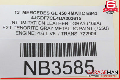 12-19 Mercedes X166 GL450 4MATIC Front Left Side Door Window Regulator Motor