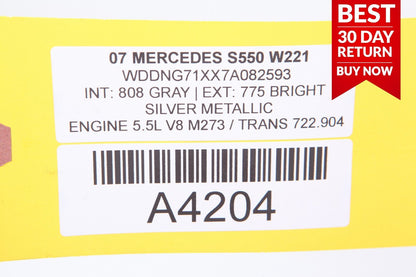 07-13 MERCEDES W221 S550 REAR LEFT DRIVER SIDE SEAT SWITCH CONTROL MODULE OEM