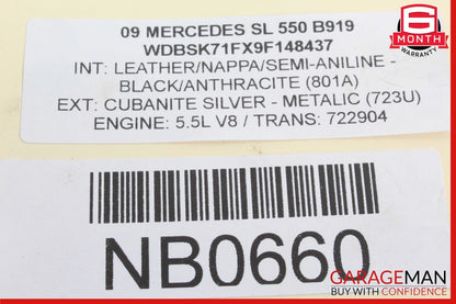 03-12 Mercedes R230 SL550 Rear Left Convertible Roof Load Assist Cylinder OEM