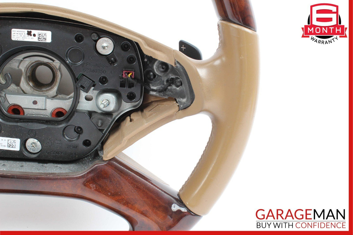 10-13 Mercedes W221 S550 S600 Steering Wheel w/ Paddle Shifters Black Wood OEM