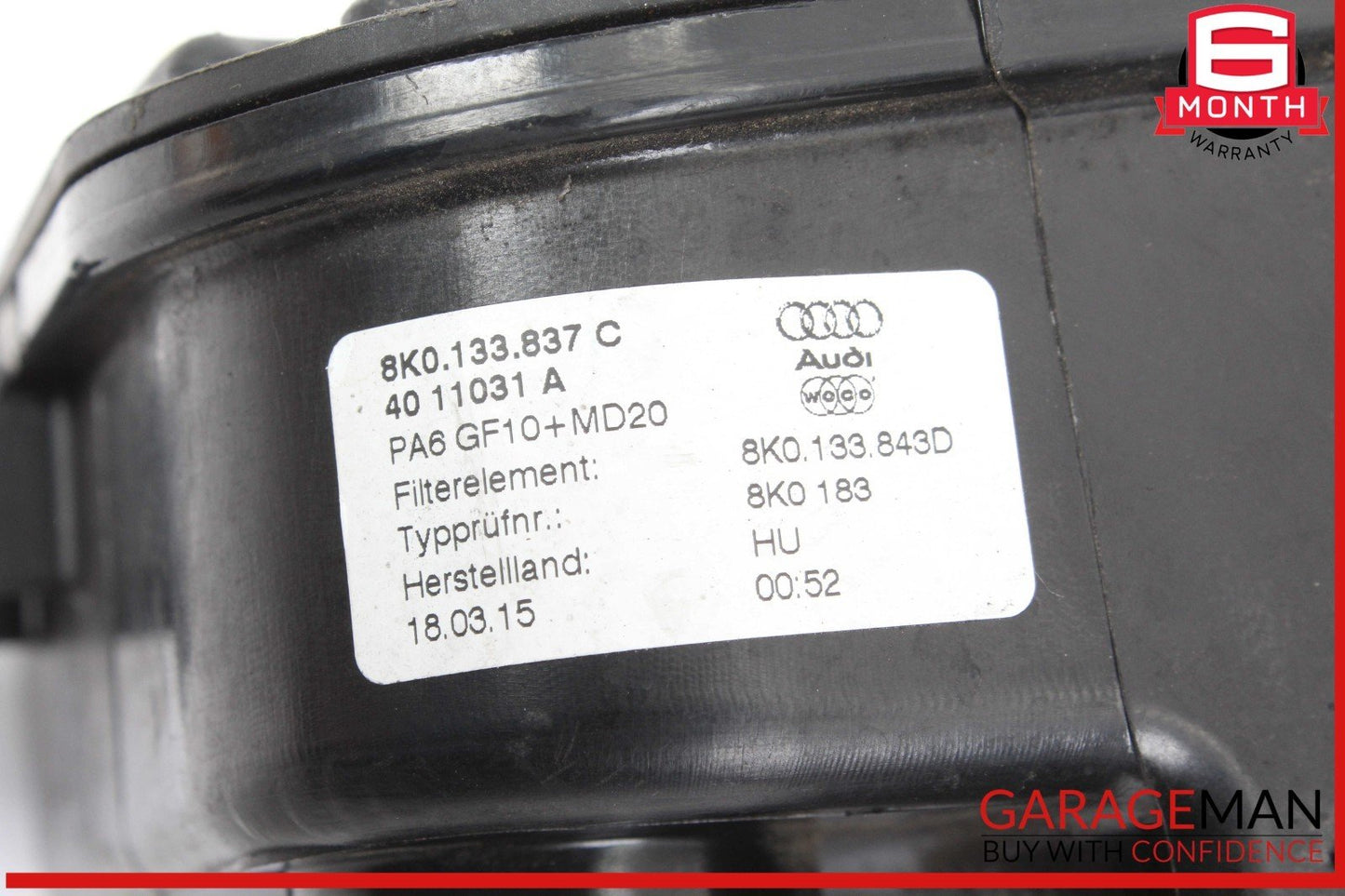 13-17 Audi Q5 Engine Air Filter Box 8K0133837C OEM