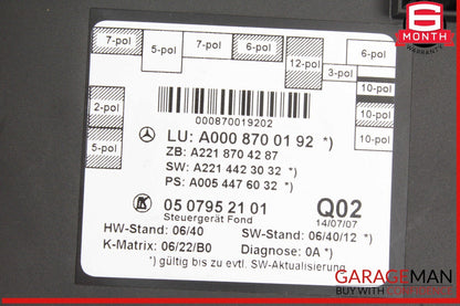 07-13 Mercedes W221 S550 S400 Rear Right / Left Side Door Controller Module Unit