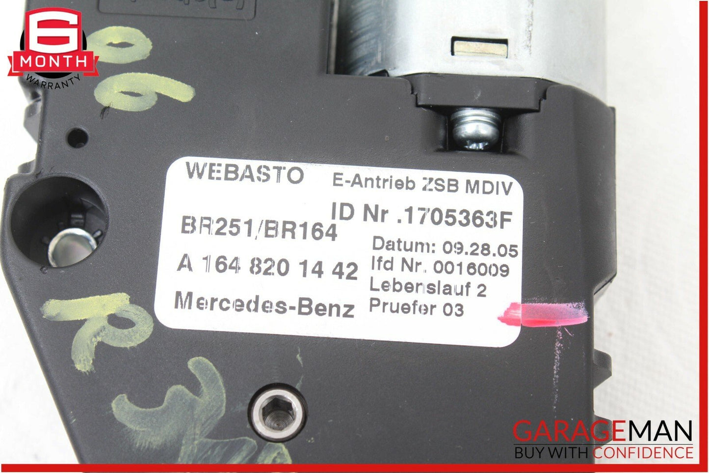 06-12 Mercedes W251 R350 GL450 Panoramic Sunroof Sun Roof Motor 1648201442 OEM