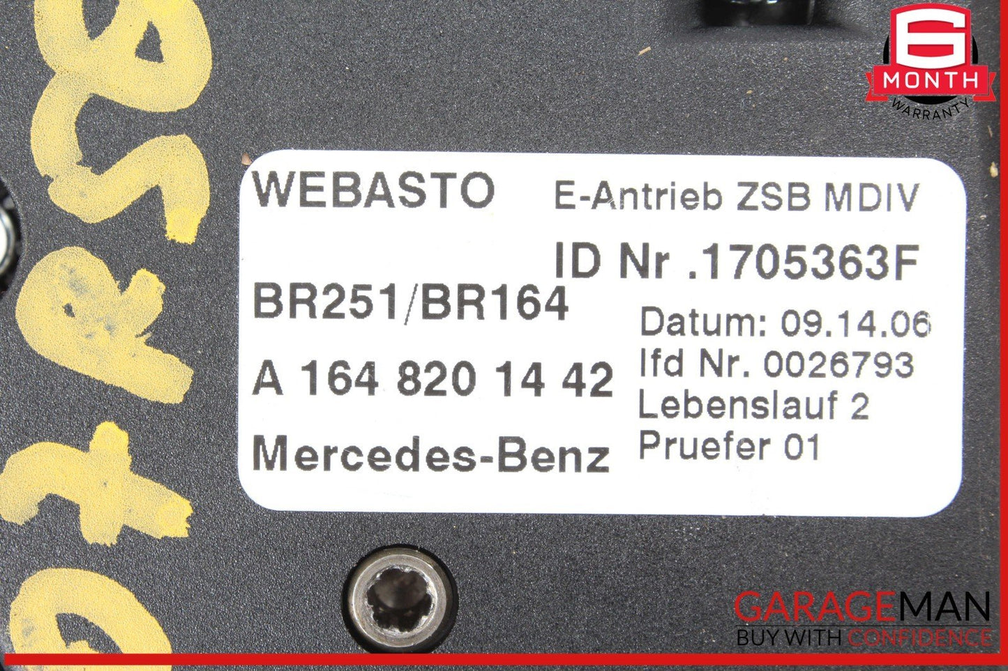 06-13 Mercedes W251 R500 Panoramic Sunroof Sun Roof Motor 1648201442 OEM