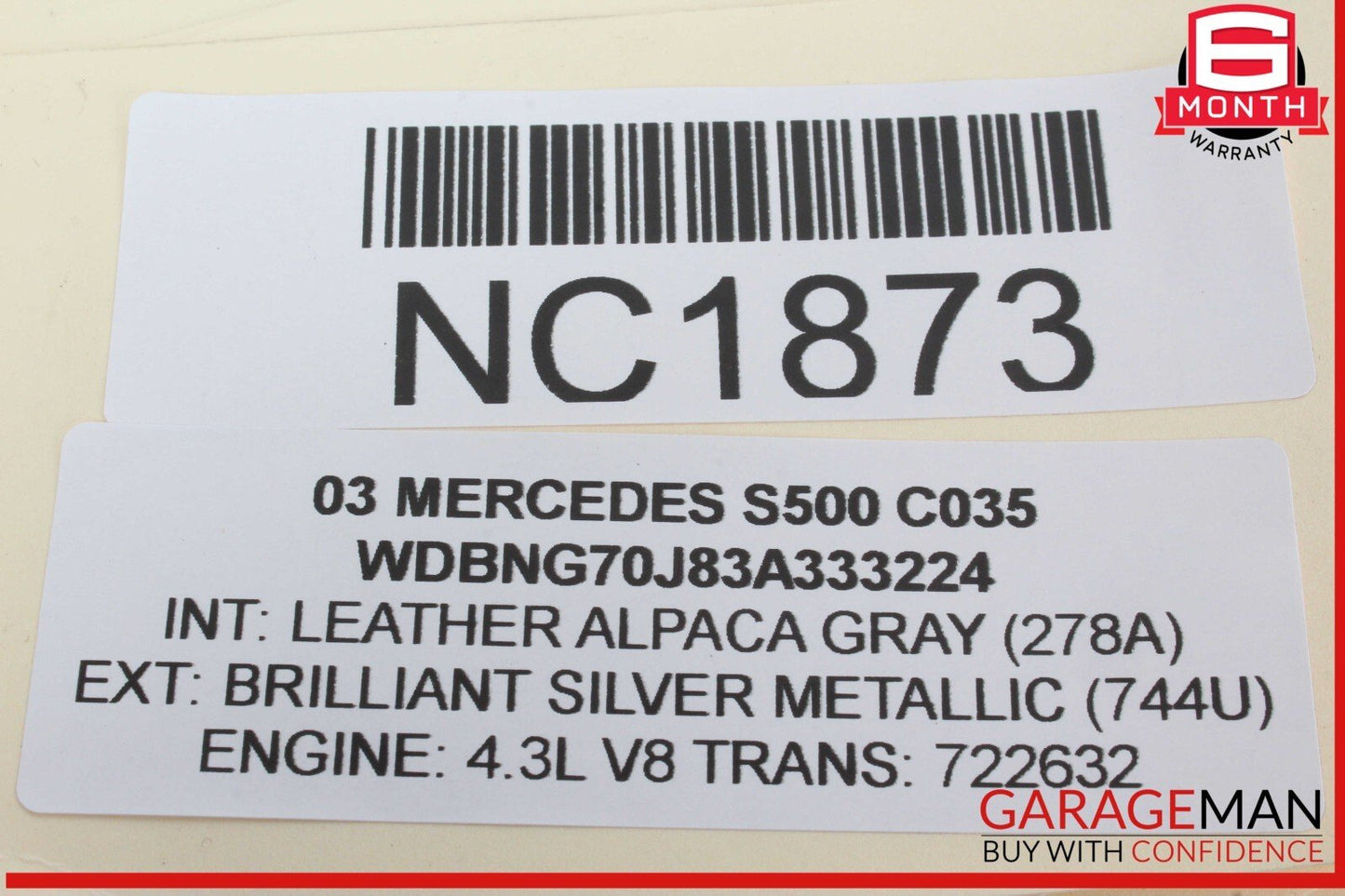 00-06 Mercedes W220 S500 Center Console Rear Air Vent 2208300654 OEM