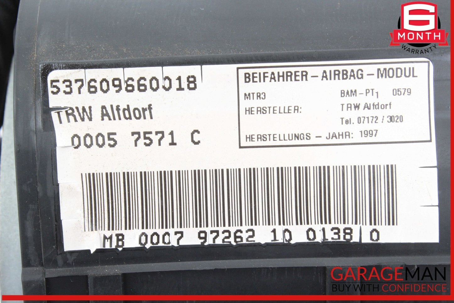 95-02 Mercedes R129 SL500 SL600 SL320 Front Right Dash Dashboard Airbag Air Bag
