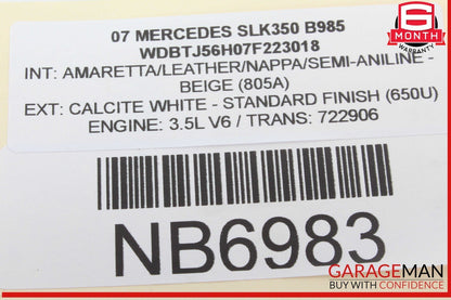 02-12 Mercedes R171 SLK350 Front Right Side Door Window Regulator Motor OEM
