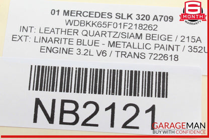 01-04 Mercedes R170 SLK320 SLK230 Front Right Seat Belt Seatbelt Retractor OEM