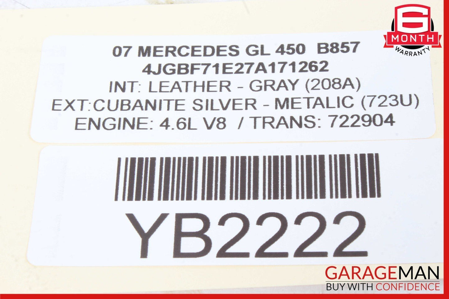 07-12 Mercedes X164 GL450 Rear Right Side Roof Rail Rack Cover Cap OEM
