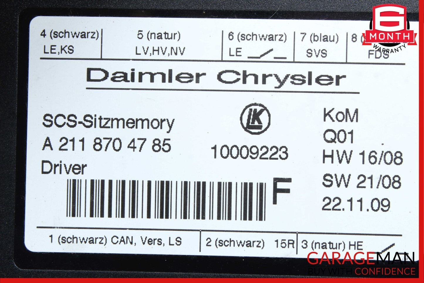 10-12 Mercedes X164 GL450 R350 ML350 Front Left Driver Side Seat Control Module