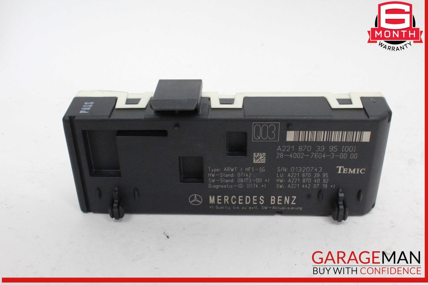 07-14 Mercedes W221 S550 Trunk Release Remote Open Close Module 2218703995 OEM
