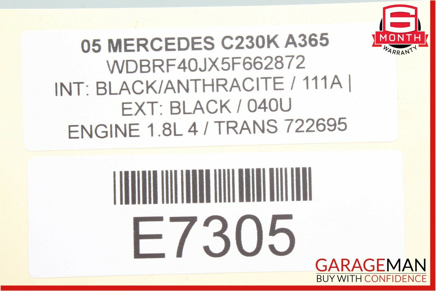 05-07 Mercedes W203 C230 Front Right Side Seat Occupancy SRS Control Module OEM