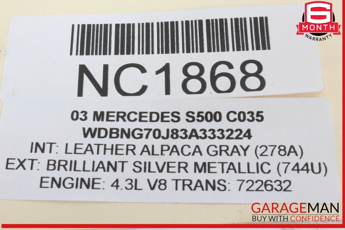00-06 Mercedes W220 S500 S430 Rear Left Driver Side Window Regulator Motor OEM