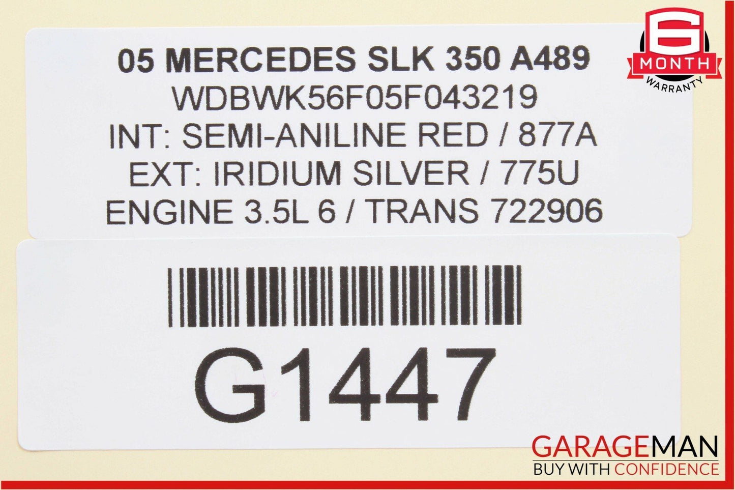 05-08 Mercedes R171 SLK350 Front Left Driver Side Door Edge Guard Trim Cover OEM