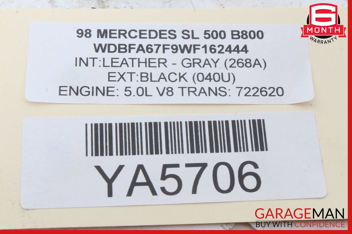 90-02 Mercedes R129 SL320 SL500 Roll Bar Hydraulic Cylinder Right Passenger OEM