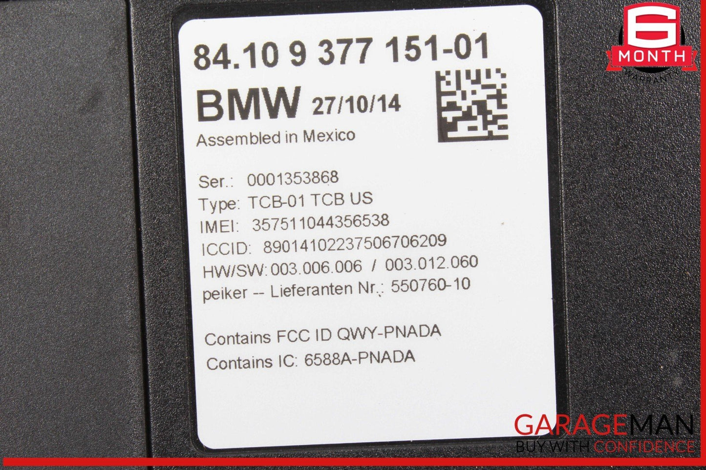 14-16 BMW 428i 435i Telematics Communication Control Module Unit 9377151 OEM