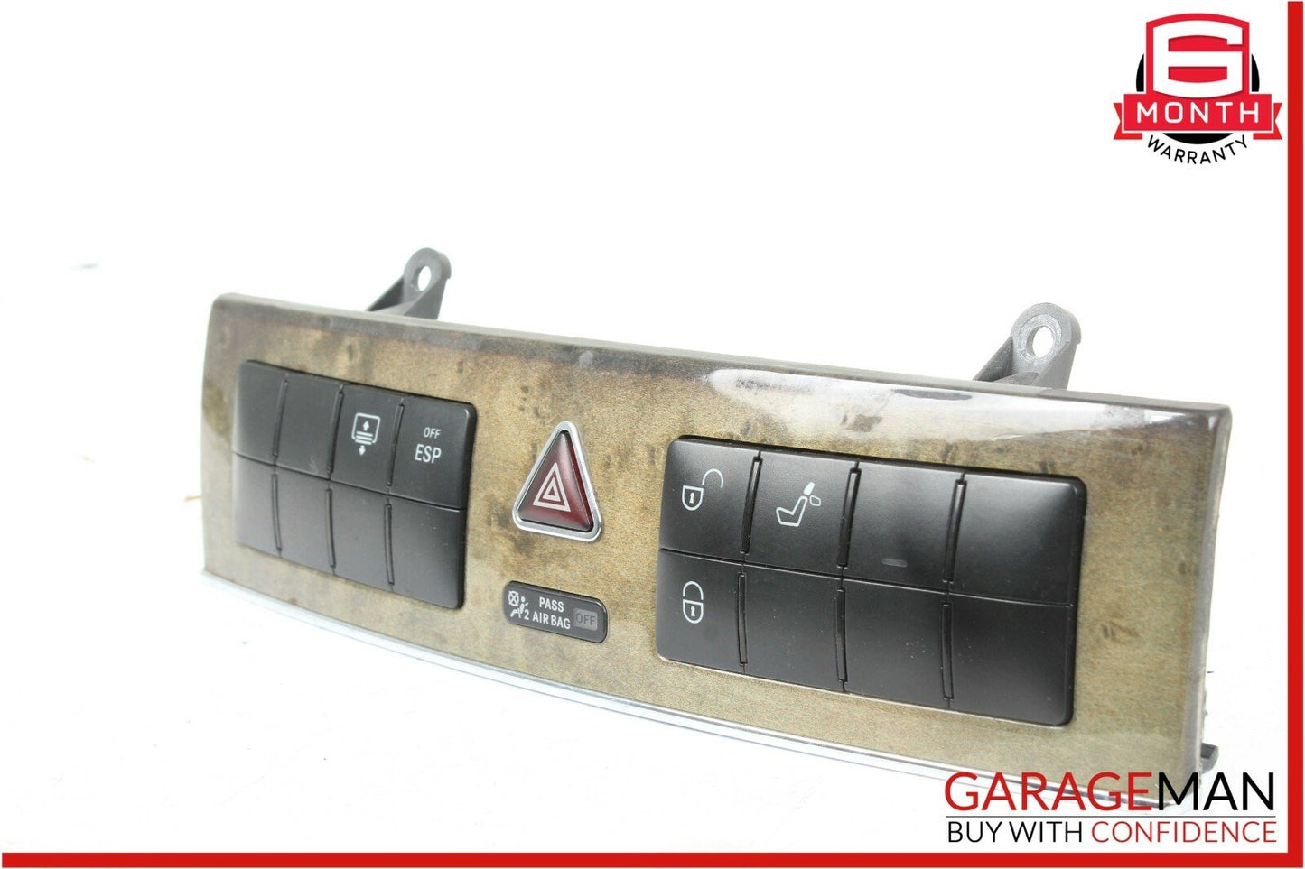 05-07 Mercedes W203 C230 Dashboard Door Lock Hazard Light Control Switch Walnut