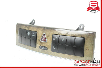 05-07 Mercedes W203 C230 Dashboard Door Lock Hazard Light Control Switch Walnut